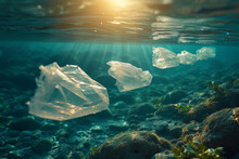 Guardians Of The Oceans Campaigning Against Plastic Pollution, Urging Individuals And Businesses To Adopt Sustainable Packaging. Concept Of Ocean Plastic Reduction. Generative Ai.