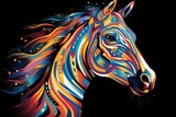 Fototapeta Konie - Spectral Vision: A Vibrant Abstract Horse Portrait in Bold Colors - Generative AI