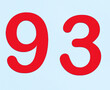 © wiha3 - A red number plaque, showing the number ninety-three, 93.