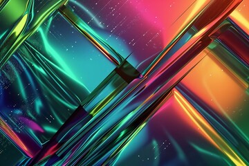 Futuristic Metallic shapes background with vibrant, dynamic colors.