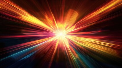 Wall Mural - abstract dark background of light with stripes of colourful rays moving from the center