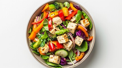 Wall Mural - Vegetable Stir-Fry, delicious vegetable stir-fry with an assortment of colorful veggies and tofu, background image, generative AI