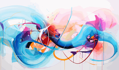 Wall Mural - abstract painting, vibrant colorful modern contemporary art illustration