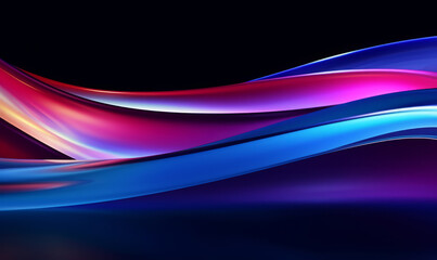 Wall Mural - abstract colorful waves on dark background, artistic digital design