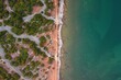 © Wirestock - Aerial view of a beachline with greenery and green seawater
