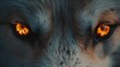 AI generated illustration of a close-up shot of a wolf's face, focusing on the animal's eyes