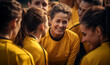 Woman Female Coach Girls Sports Team Huddle