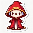 AI generated illustration of a Cartoon-style witch wearing a red suit, an art sticker design