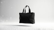 Black shopping bag mock up over clean white background.