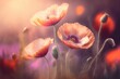 AI generated illustration of poppy flowers in a field