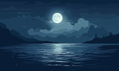 Wall Mural - full moon field vector flat minimalistic isolated illustration