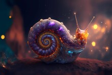 AI Generated Illustration Of A Close-up Image Of A Small Snail, A Spiritual Animal