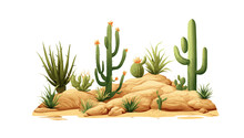 Desert Vegetation Set Isolated Vector Style With Transparent Background Illustration