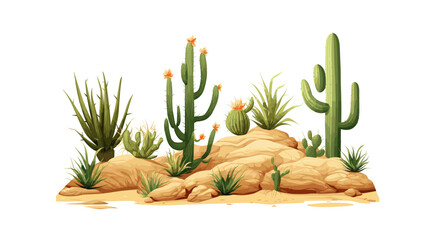 desert vegetation set isolated vector style with transparent background illustration