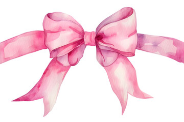 pink bow watercolor illustration isolated on transparent