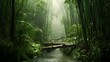 AI generated illustration of a river flowing through a lush green forest