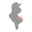 Medenine Governorate map, administrative division of Tunisia. Vector illustration.