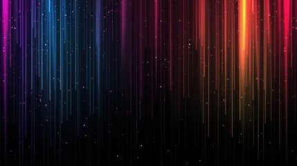 Futuristic background with stripes line on neon color and plain matte black background. Stripes are like a small shooting star or speed effect