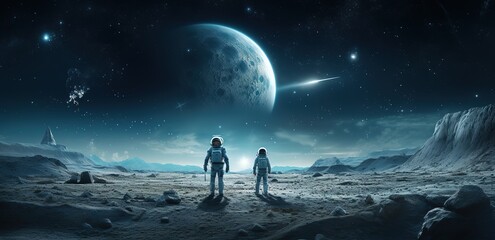 Wall Mural - an astronaut explores a planet