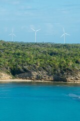 Wall Mural - a group of wind turbines are set on the side of a hill