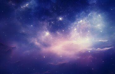 Wall Mural - deep purple and blue stars, galaxy and space wallpaper ai generative