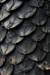 Black dragon scale pattern close-up - luxury background texture for wallpaper.