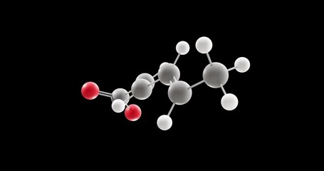 Canvas Print - Potassium sorbate molecule, rotating 3D model of food preservative e202, looped video on a black background