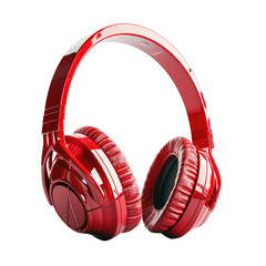 red 3D headphones, white background clip art