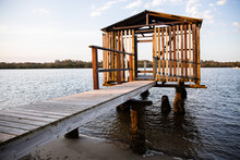 Maroochy River Boat House And Jetty In Afternoon Light