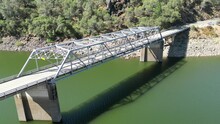 Drone View Over A Bridge Over Lake Natoma In Folsom, California