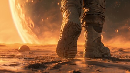 Wall Mural - astronaut walking on mars