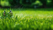 Automatic grass watering or automatic garden sprinkler background