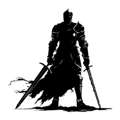 Silhouette knight full body black color only