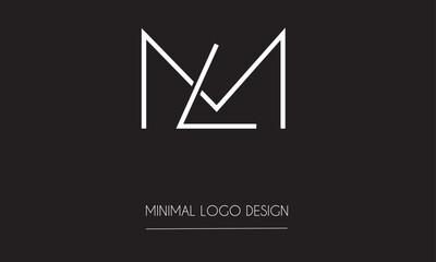 Wall Mural - ML or LM Minimal Logo Design Vector Art Illustration 