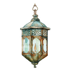 No Background Brilliance Watercolor Ramadan Lantern Design