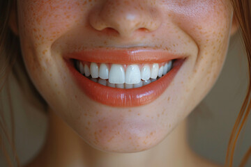 close up of a woman with a smile and whit teeth 