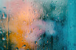 Abstract representation of raindrops on a window, merging translucent forms and subtle hues to create a soothing, nature-inspired artwork