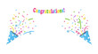 Congratulations background with exploding confetti and party poppers