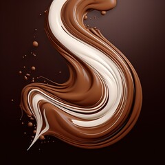 Wall Mural - Liquid splash chocolate isolated on brown