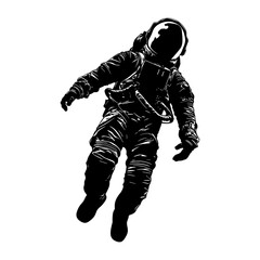 Wall Mural - Silhouette astronaut floating in space black color only full body