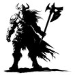 Silhouette viking warrior in mmorpg game black color only