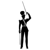 Fototapeta  - Silhouette drum major with mace in perform marching band leader
