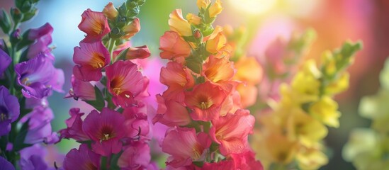 Poster - The garden is filled with a variety of colorful flowers, such as pink, magenta, and blossoming annual plants. They add vibrancy and beauty to the floral landscape.