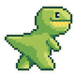 Fototapeta Dinusie - Dinosaur - Cute Kawaii Cartoon Pixel Art Animal T-rex Icon Vector