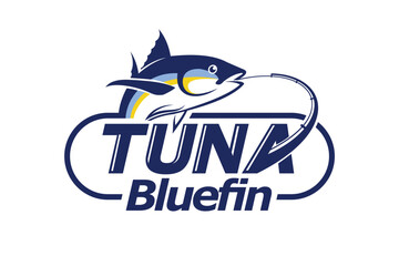 Wall Mural - Tuna label logo, bluefin tuna label logo