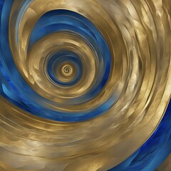 Wall Mural - abstract blue background  blue and gold spiral abstract art.  
