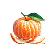 Peeled tangerine or mandarin fruit on a transparent background Ai generative.