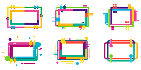 Wall Mural - set of colorful frames. colorful rectangle quote frames. frame for kids. empty frames for text. vect
