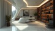 Interior design modern luxury featuring a streamlined workspace. Generative AI.