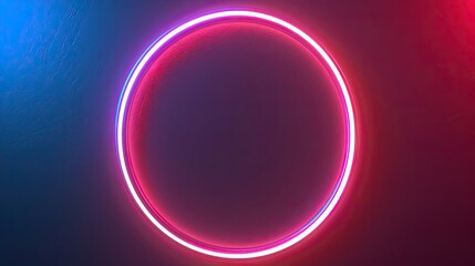 Canvas Print - Neon circle frame on a dark background